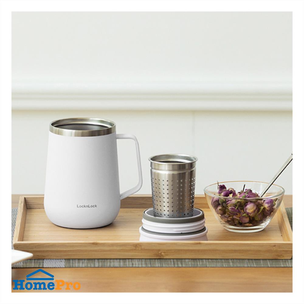 แก้วน้ำสเตนเลส LOCKNLOCK METRO TEA 0.4 ลิตร สีครีมงาช้าง