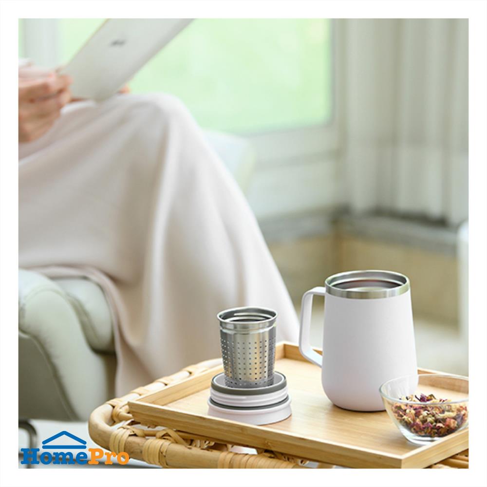 แก้วน้ำสเตนเลส LOCKNLOCK METRO TEA 0.4 ลิตร สีครีมงาช้าง