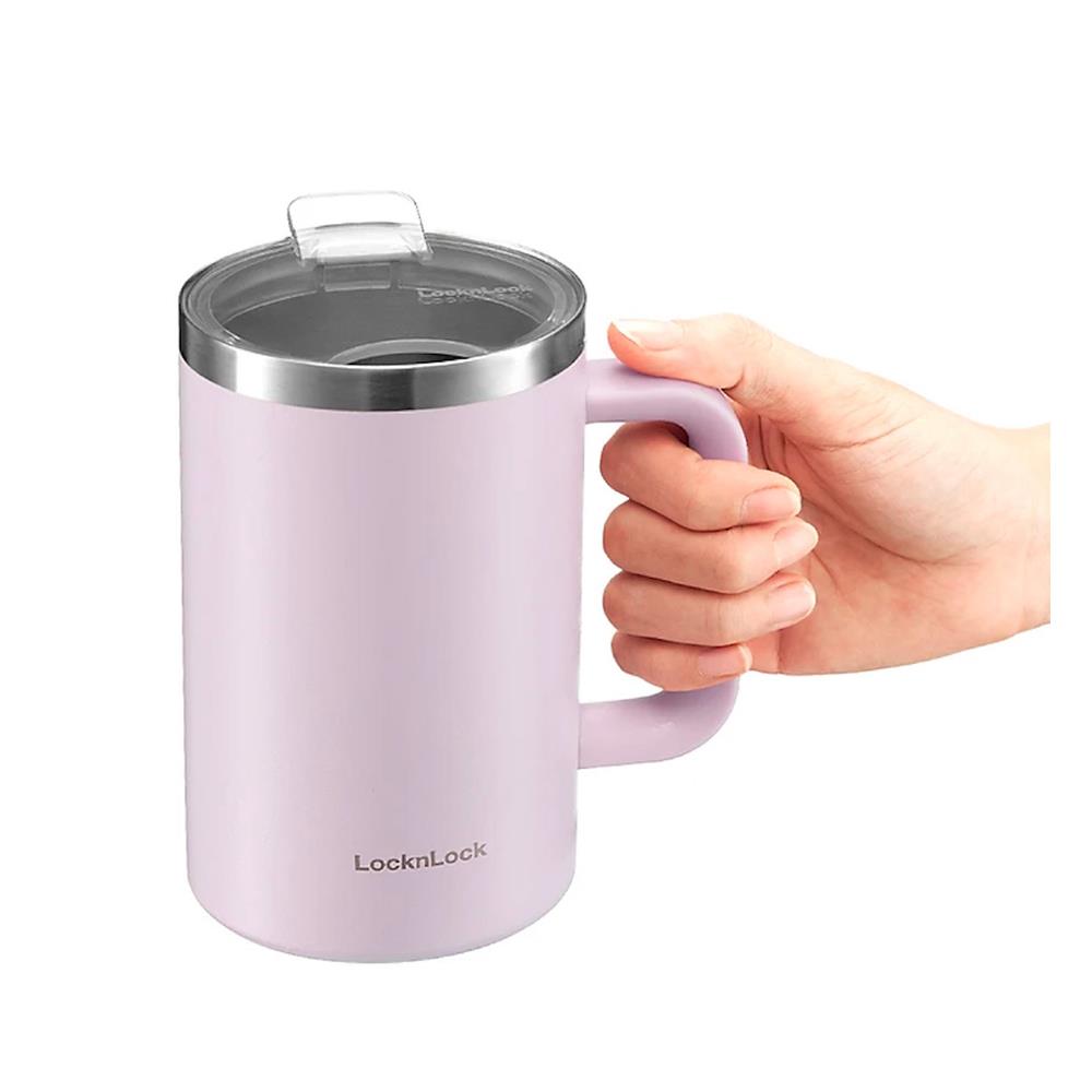 แก้วน้ำสุญญากาศ LOCKNLOCK FLAT TABLE MUG 0.73 ลิตร สีม่วง