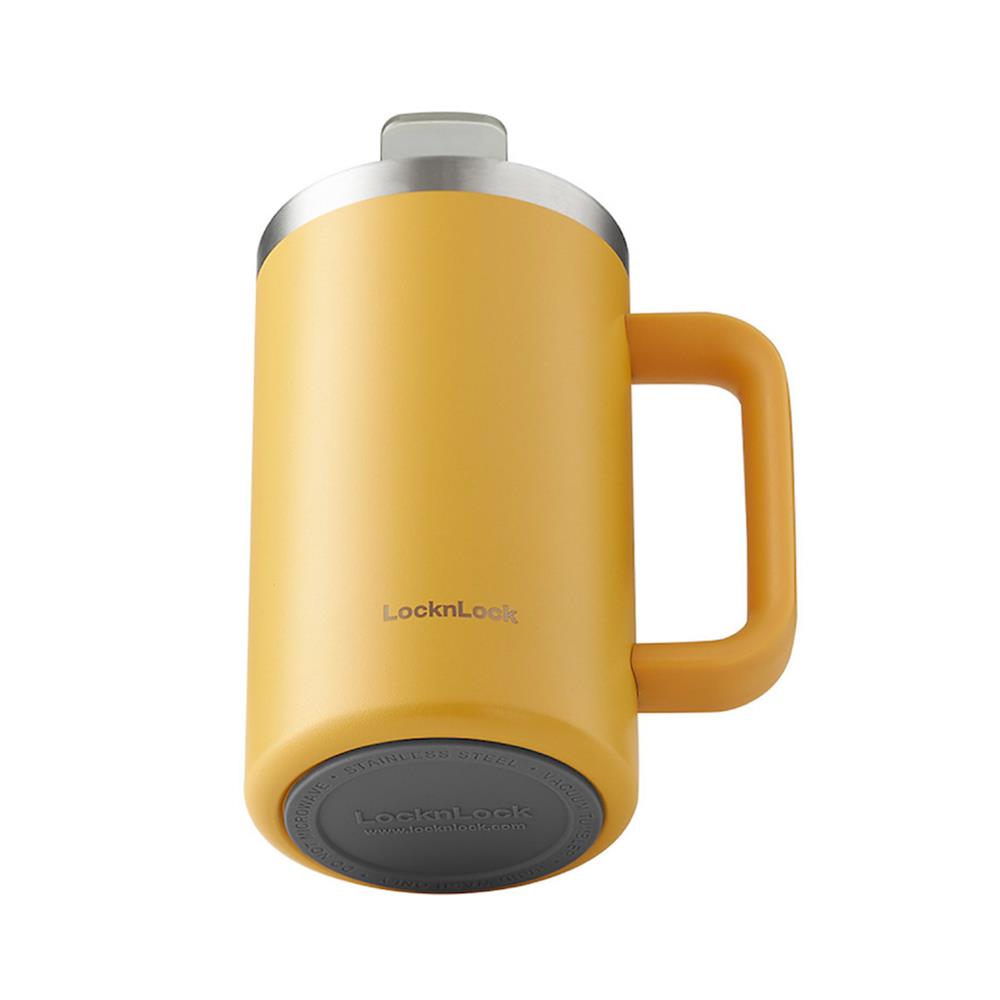 แก้วน้ำสุญญากาศ LOCKNLOCK FLAT TABLE MUG 0.73 ลิตร สีเหลือง