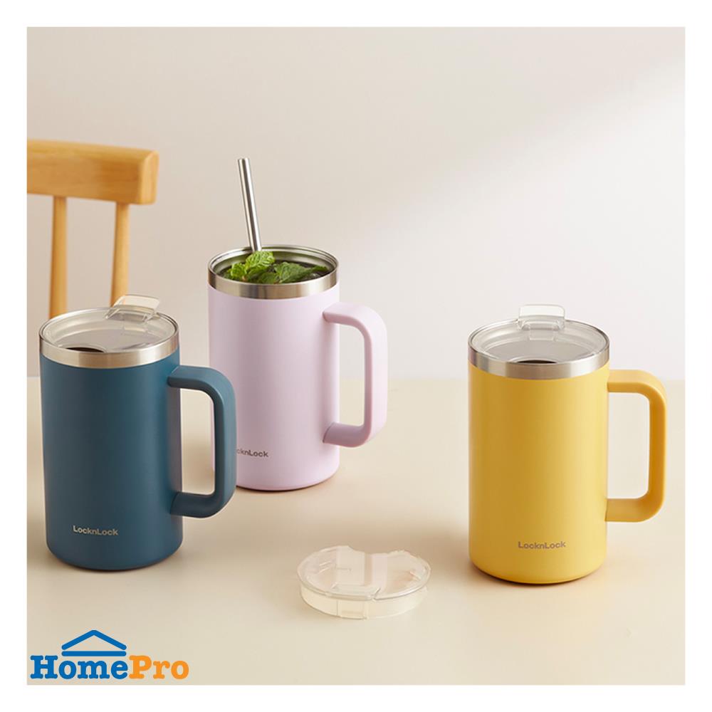 แก้วน้ำสุญญากาศ LOCKNLOCK FLAT TABLE MUG 0.73 ลิตร สีเขียว