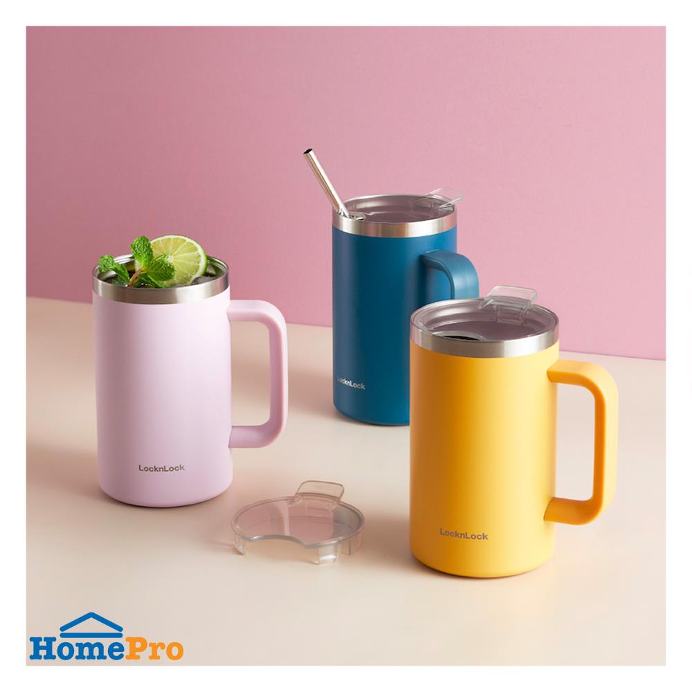 แก้วน้ำสุญญากาศ LOCKNLOCK FLAT TABLE MUG 0.73 ลิตร สีเขียว