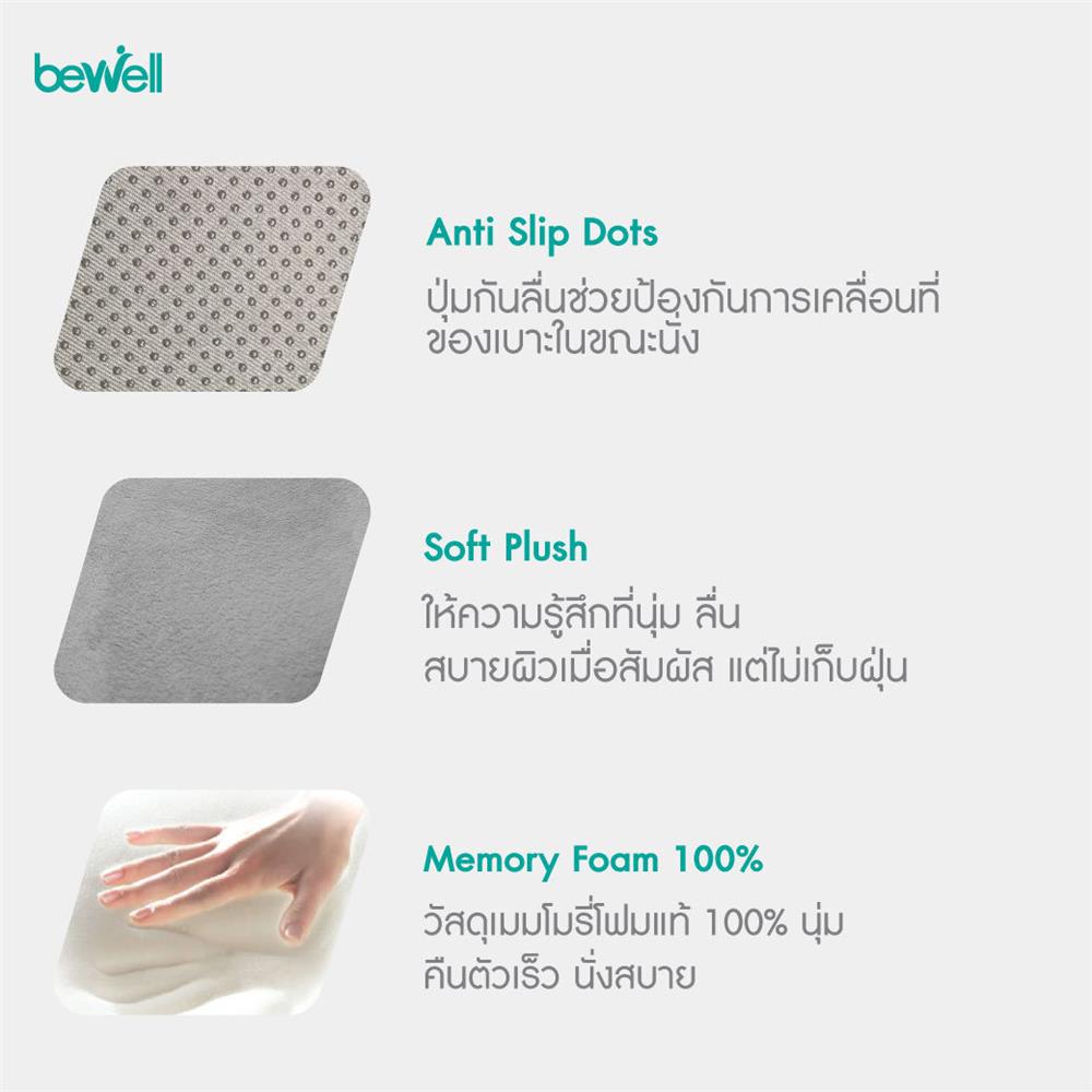 เบาะรองนั่ง BEWELL HT002-BL 18X14 นิ้ว สีน้ำเงิน