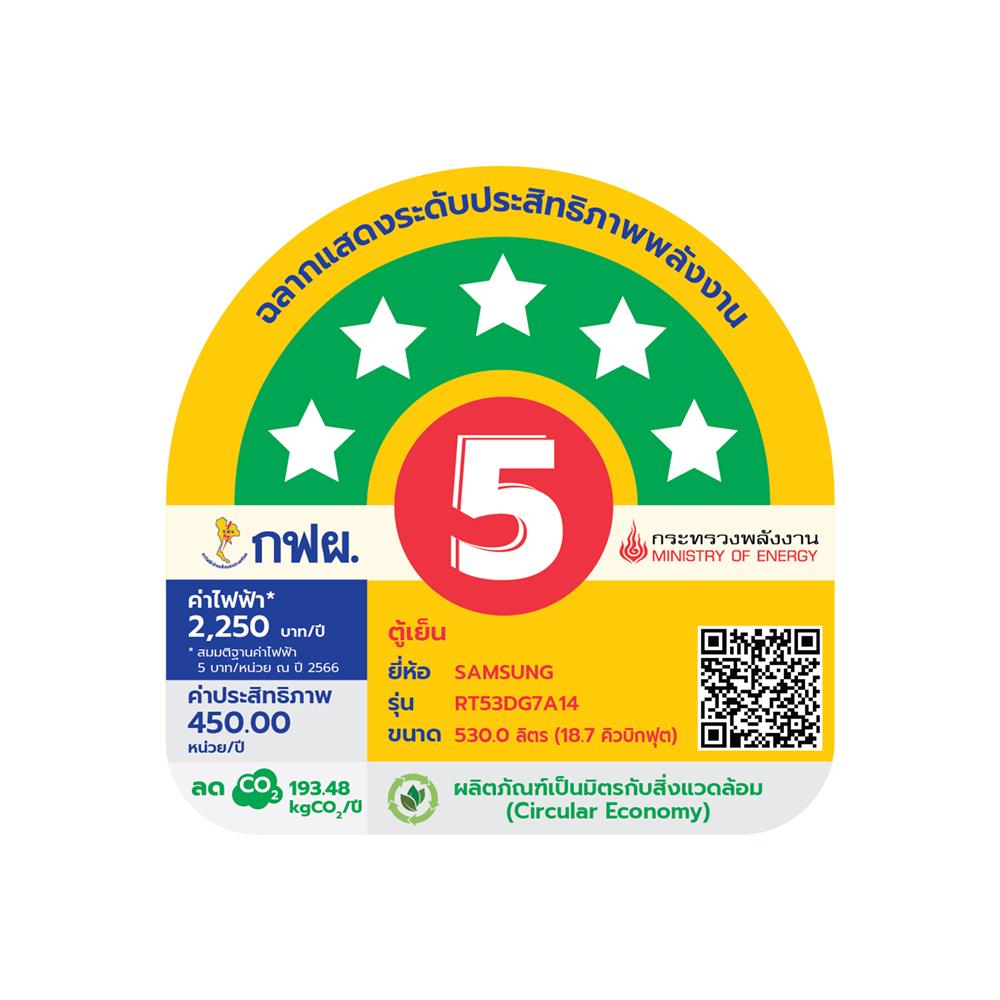 ตู้เย็น 2 ประตู SAMSUNG RT53DG7A14S9ST 18.7 คิว เงิน อินเวอร์เตอร์