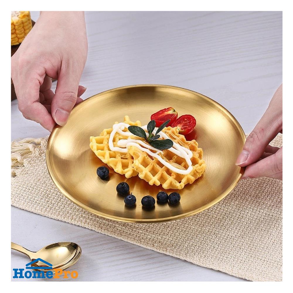 จานสเตนเลสตื้น 9 นิ้ว FOFO KOREA สีทอง