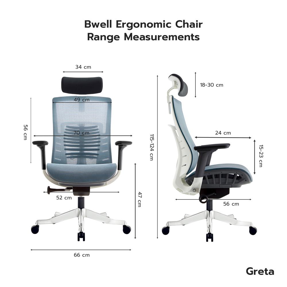 เก้าอี้สำนักงาน BWELL GRETA A62-2W สีขาว/เทาเข้ม