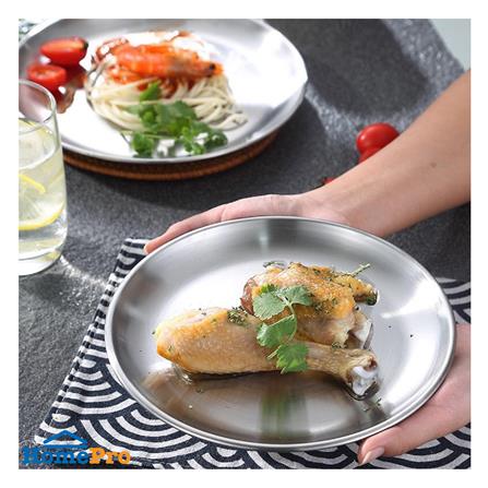 จานสเตนเลสตื้น 8 นิ้ว FOFO KOREA สีเงิน_2