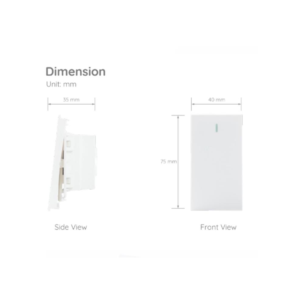 สวิตซ์ 2 ทาง 1 ช่อง SIZE S SIMON 52S-012S-WH สีขาว