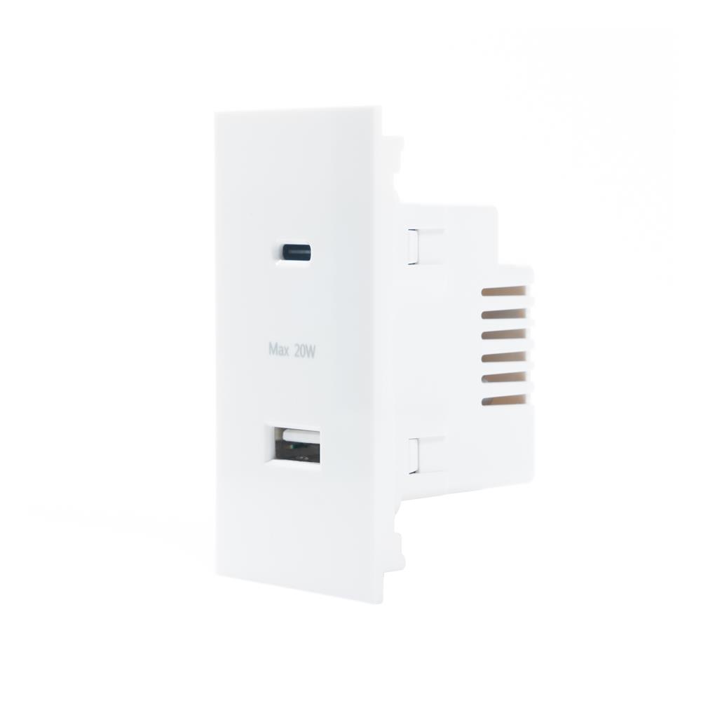 เต้ารับ USB 1 ช่อง TYPE C 1 ช่อง SIMON SIM52S-12CS-WH สีขาว