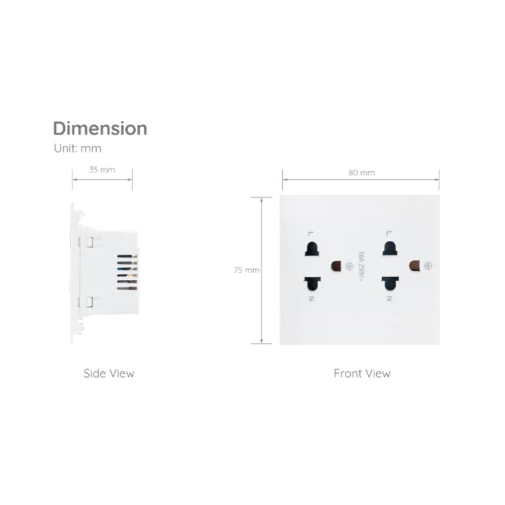 เต้ารับคู่ 3 ขา 2 ช่อง SIMON SIM52S-102L-WH สีขาว