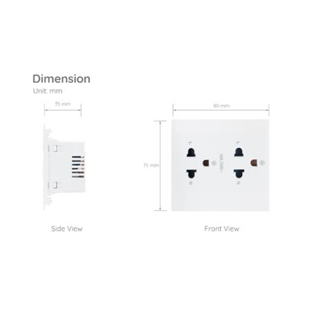 เต้ารับคู่ 3 ขา 2 ช่อง SIMON SIM52S-102L-WH สีขาว_2