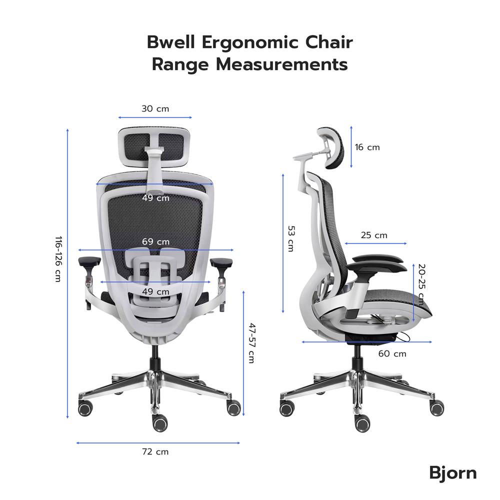เก้าอี้สำนักงาน BWELL AGNES A98-QWHS สีขาว/เทา