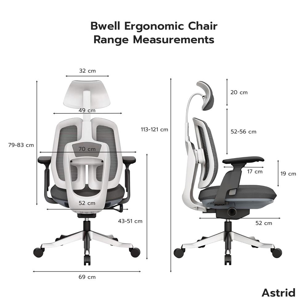 เก้าอี้สำนักงาน BWELL ASTRID A92W สีขาว/เทา