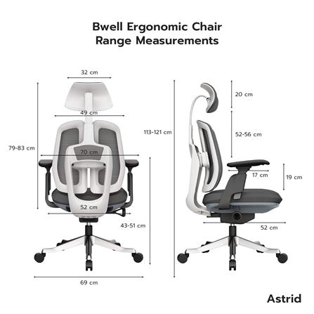 เก้าอี้สำนักงาน BWELL ASTRID A92W สีขาว/เทา_9