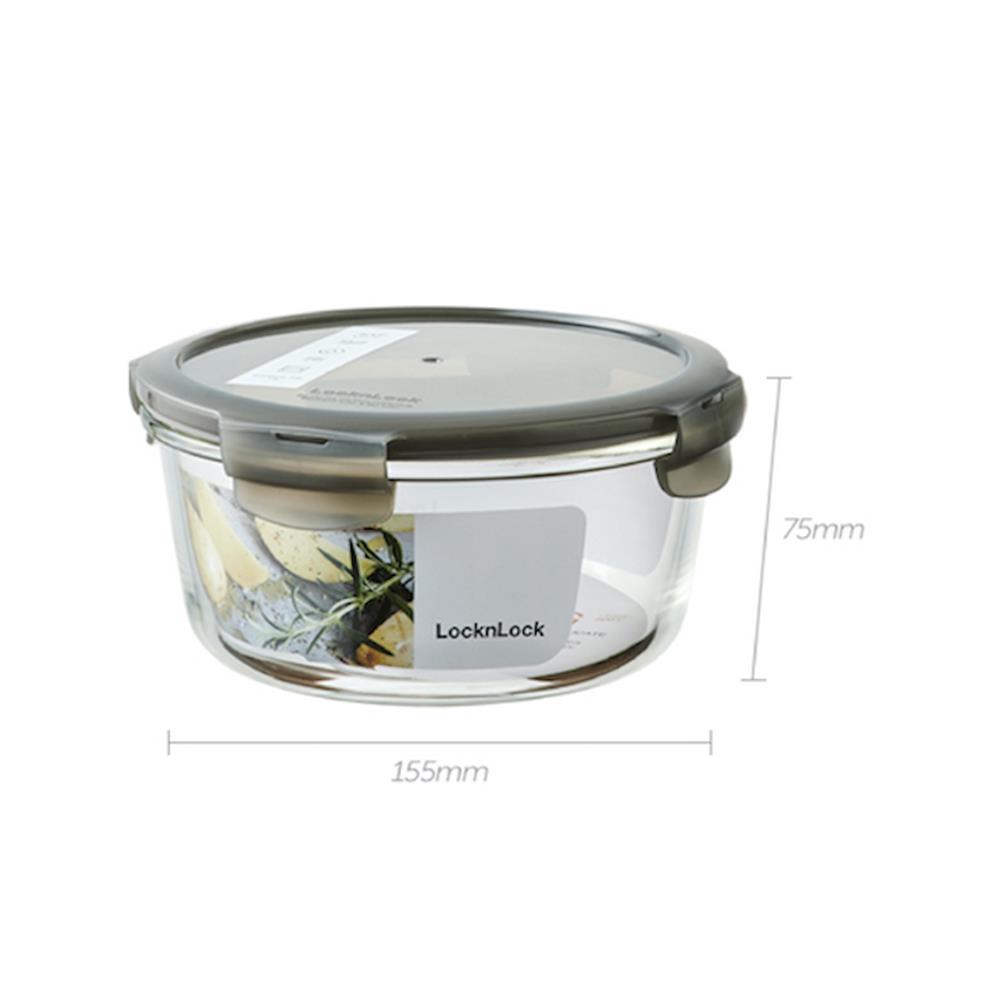กล่องอาหารกลม LOCKNLOCK EURO 0.65 ลิตร สีเทา
