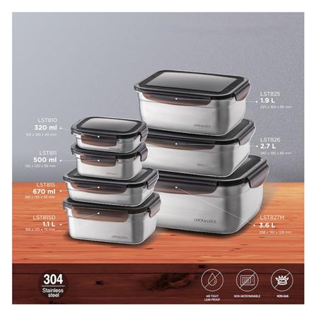 กล่องอาหารเหลี่ยม LOCKNLOCK LST815 670 มล. สีดำใส_7