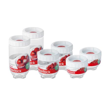 ขวดโหลพลาสติก PET LOCKNLOCK SCREW LID INTERLOCK สีขาว/ใส 6 ชิ้น_0