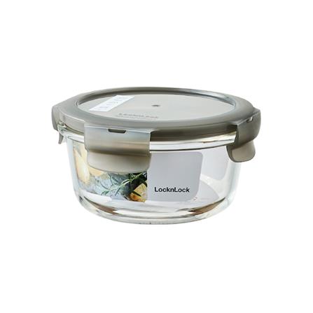 กล่องอาหารกลม LOCKNLOCK EURO 0.38 ลิตร สีเทา_0