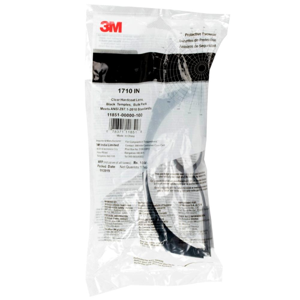 แว่นตานิรภัย 3M 1710 เลนส์สีใส ขาดำ