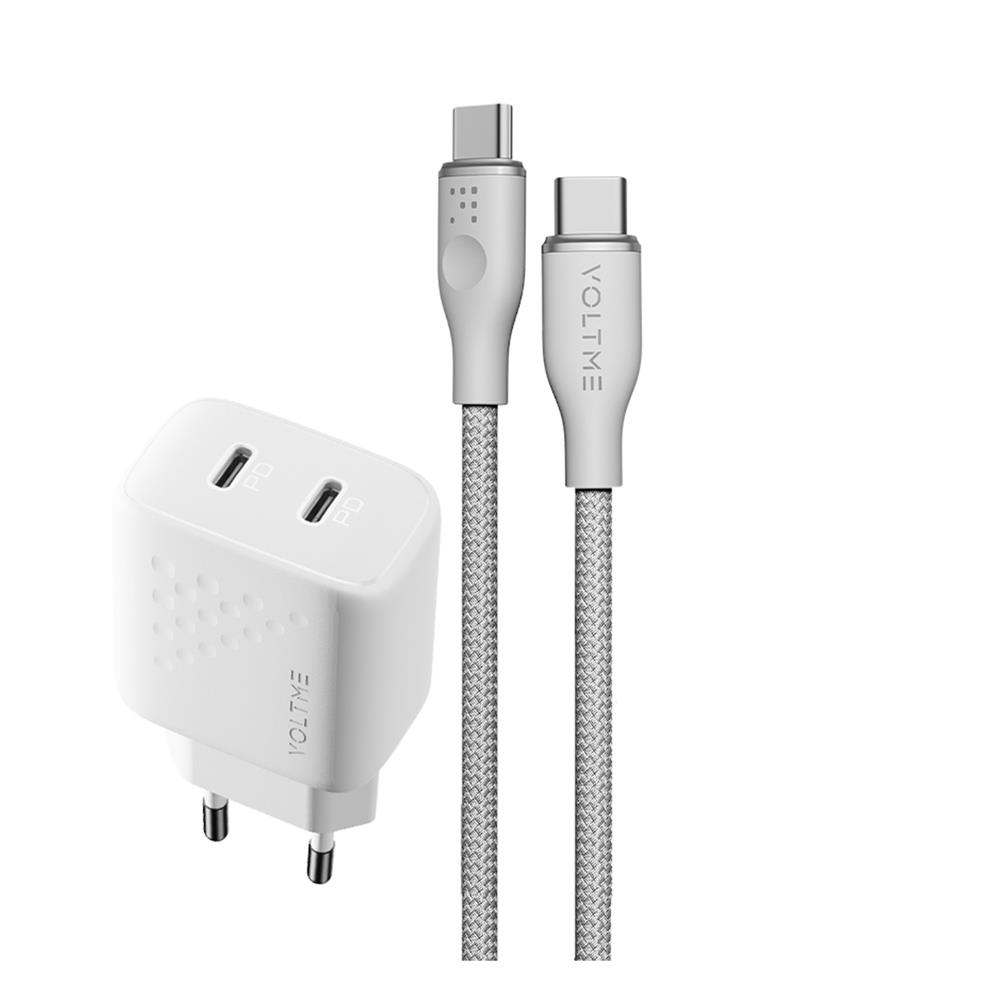 ชุดสายชาร์จ USB-C TO USB-C VOLTME V2022T 35W สีขาว