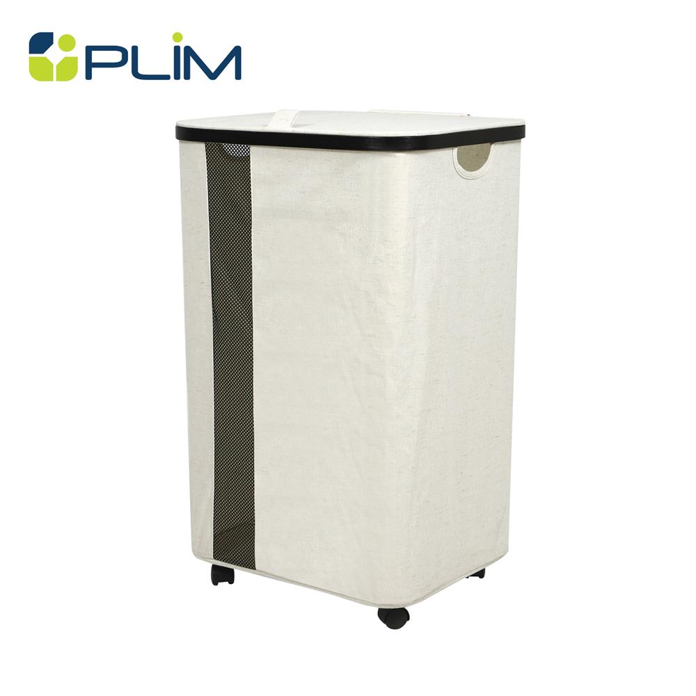 ถังผ้าเหลี่ยมมีล้อ PLIM LOFT 40.5x33x65 ซม. สีขาว_0