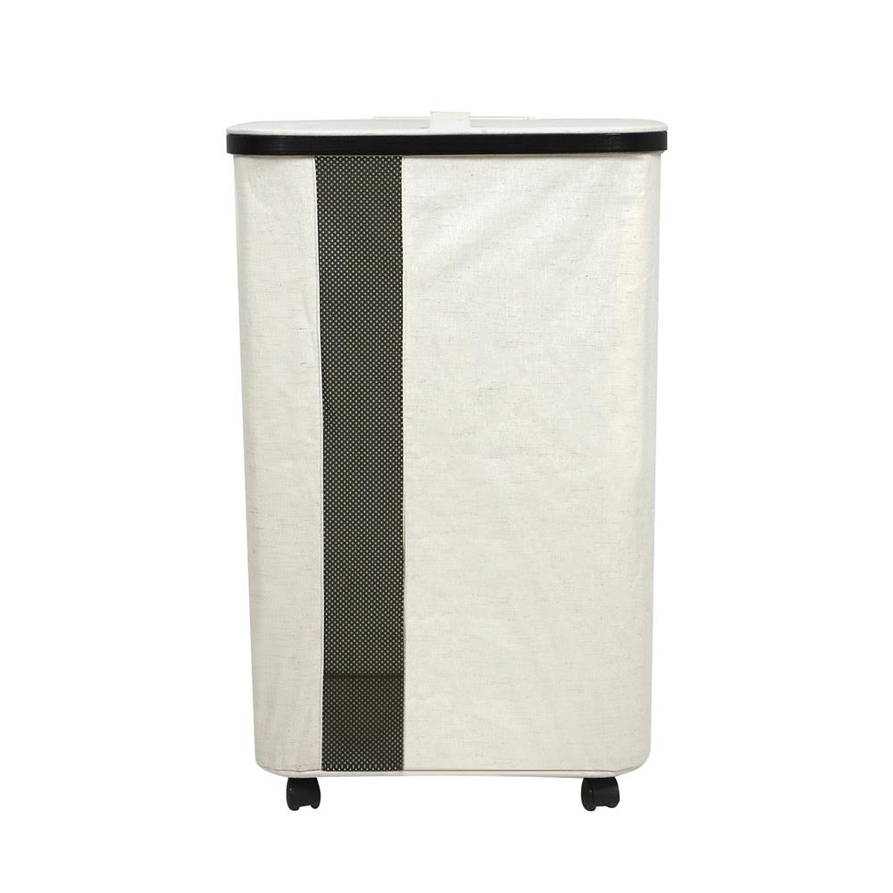 ถังผ้าเหลี่ยมมีล้อ PLIM LOFT 40.5x33x65 ซม. สีขาว