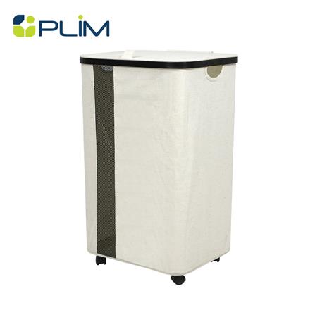 ถังผ้าเหลี่ยมมีล้อ PLIM LOFT 40.5x33x65 ซม. สีขาว