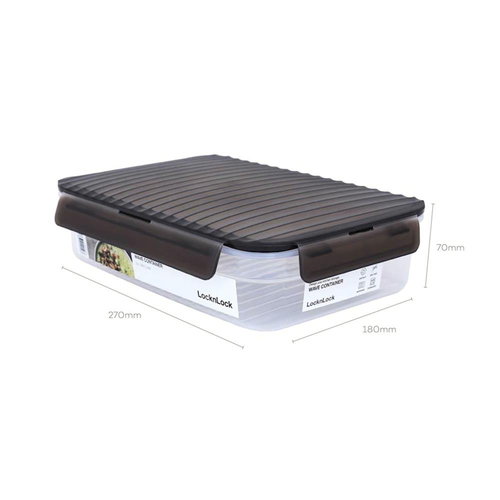 กล่องอาหาร LOCKNLOCK  WAVE CONTAINER 2.2 ลิตร สีเทา
