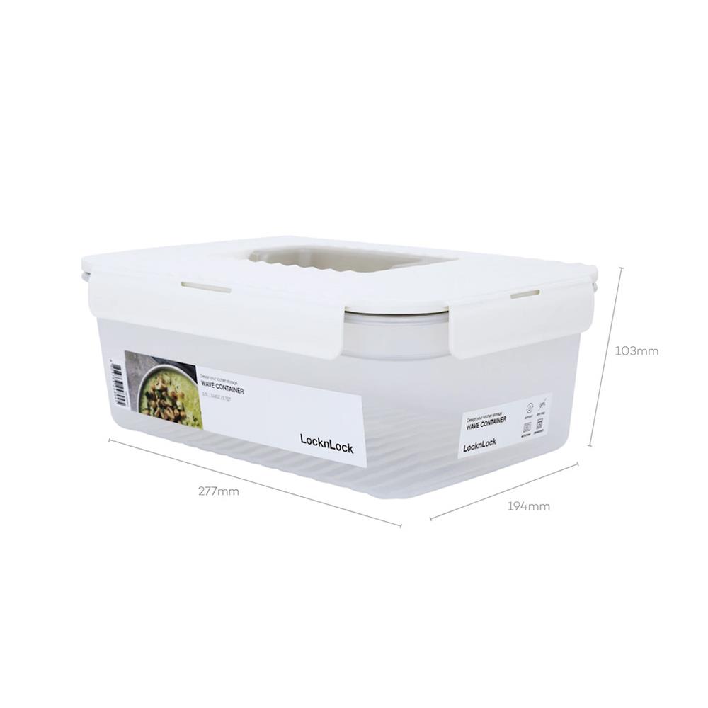 กล่องอาหาร LOCKNLOCK WAVE CONTAINER 3.5 ลิตร สีขาว