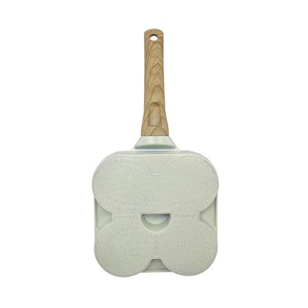 กระทะ 3 ช่อง ด้ามไม้ 18 ซม. KECH CERAMIC สีเขียว IH_4