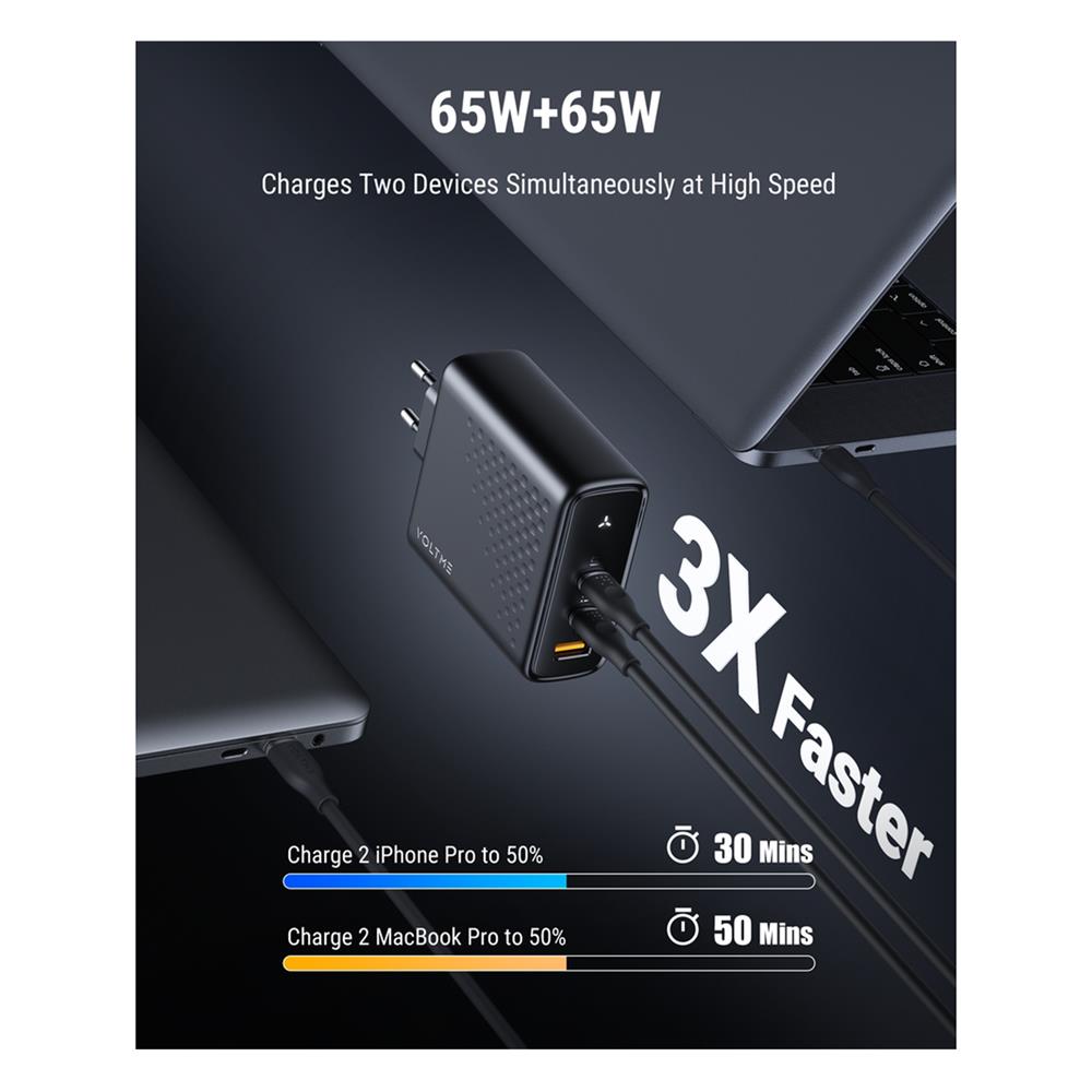 อะแดปเตอร์ USB-A&C VOLTME V2027TH 140W สีดำ