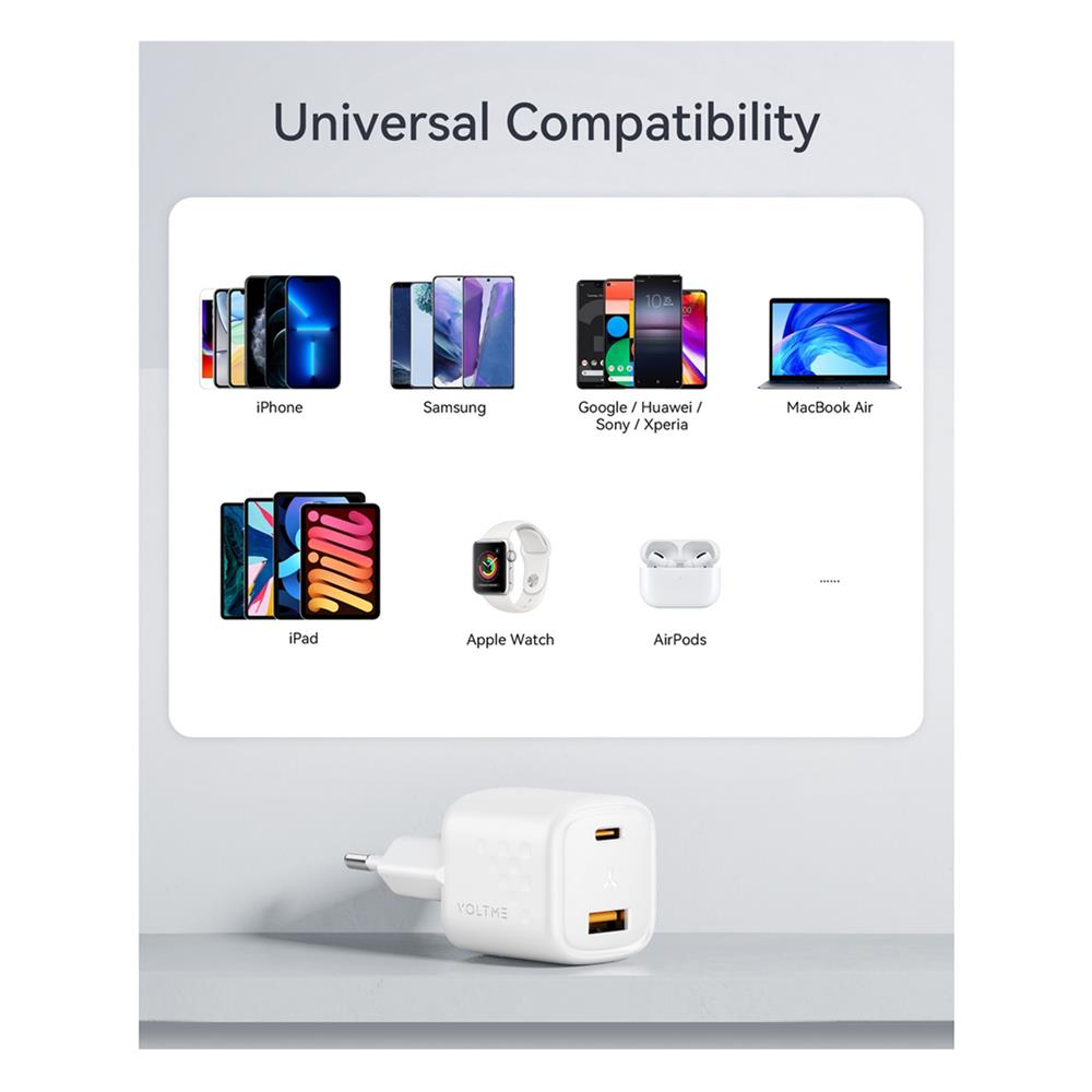 อะแดปเตอร์ USB-A&C VOLTME V2016TH 30W สีขาว