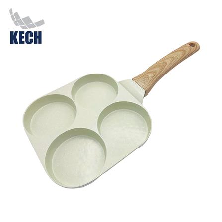 กระทะ 4 ช่อง ด้ามไม้ 18 ซม. KECH CERAMIC สีเขียว IH_1