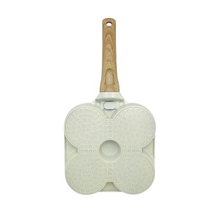 กระทะ 4 ช่อง ด้ามไม้ 18 ซม. KECH CERAMIC สีเขียว IH_3