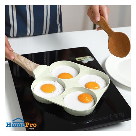 กระทะ 4 ช่อง ด้ามไม้ 18 ซม. KECH CERAMIC สีเขียว IH_5