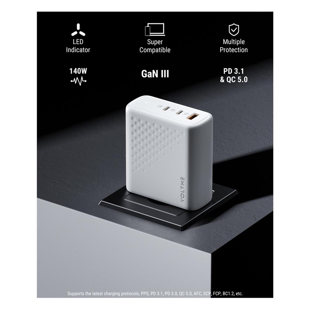 อะแดปเตอร์ USB-A&C VOLTME V2028TH 140W สีขาว