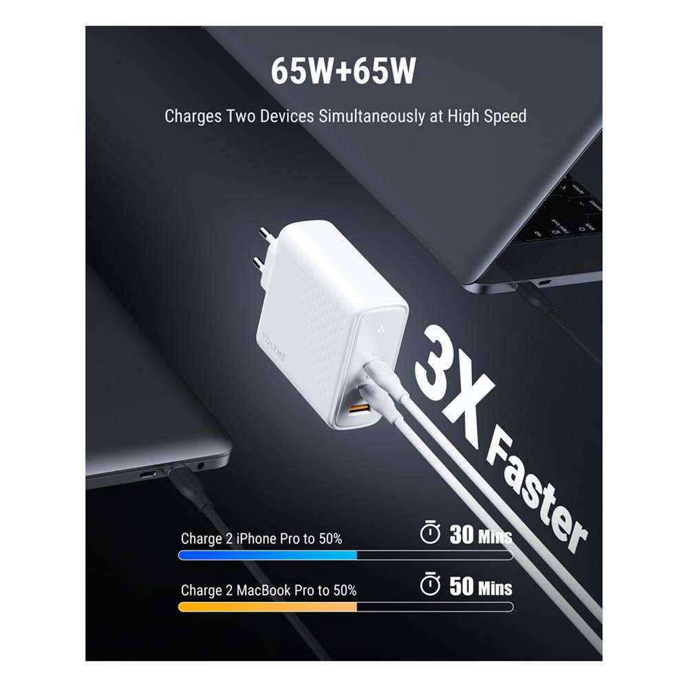 อะแดปเตอร์ USB-A&C VOLTME V2028TH 140W สีขาว