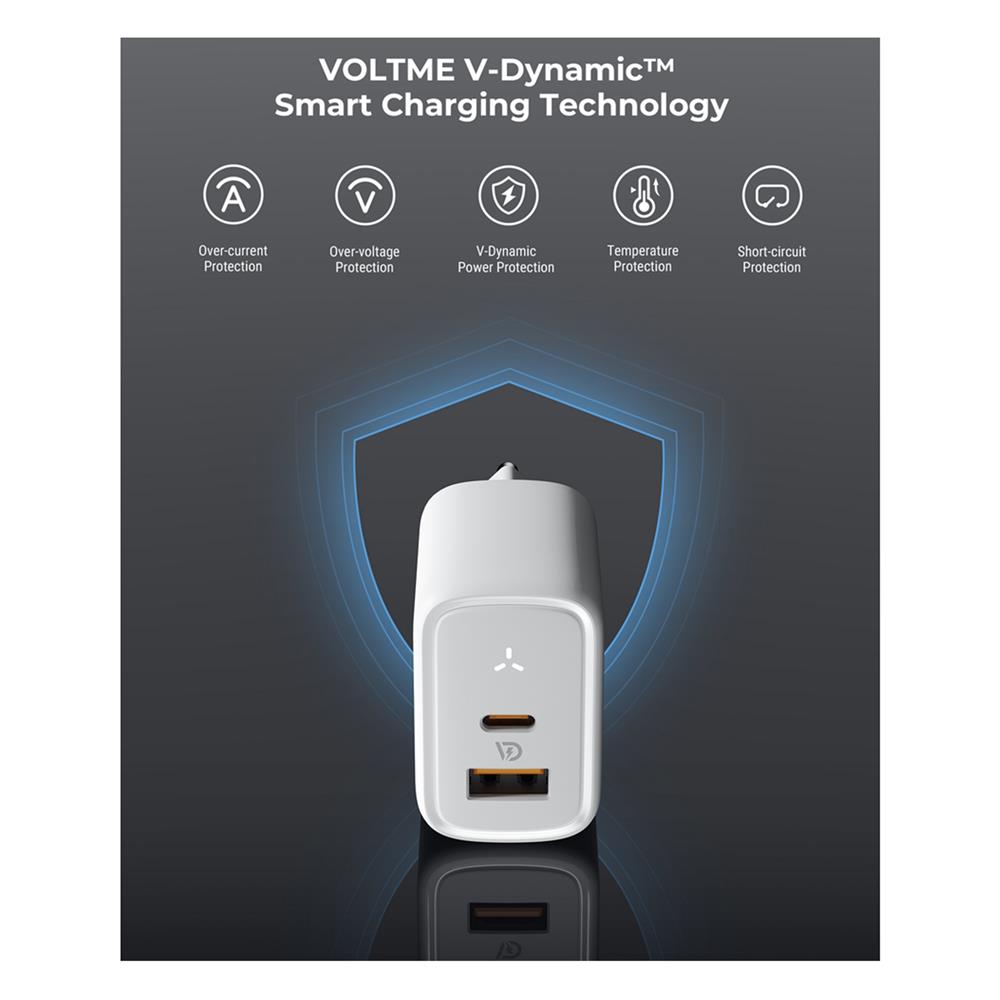 อะแดปเตอร์ USB-A&C VOLTME V2114TH 45W สีขาว