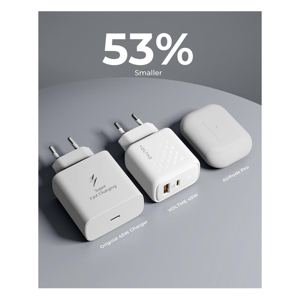 อะแดปเตอร์ USB-A&C VOLTME V2114TH 45W สีขาว