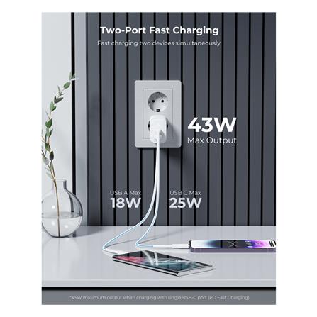 อะแดปเตอร์ USB-A&C VOLTME V2114TH 45W สีขาว_2