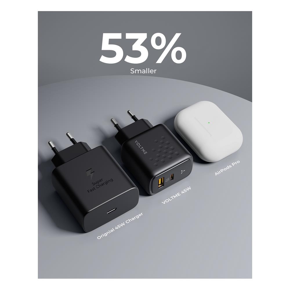 อะแดปเตอร์ USB-A&C VOLTME V2113TH 45W สีดำ