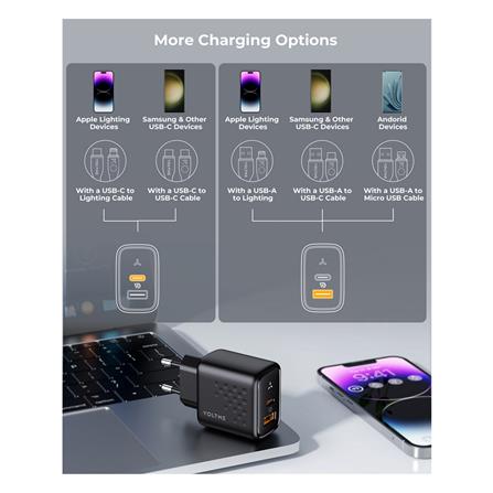 อะแดปเตอร์ USB-A&C VOLTME V2113TH 45W สีดำ_3