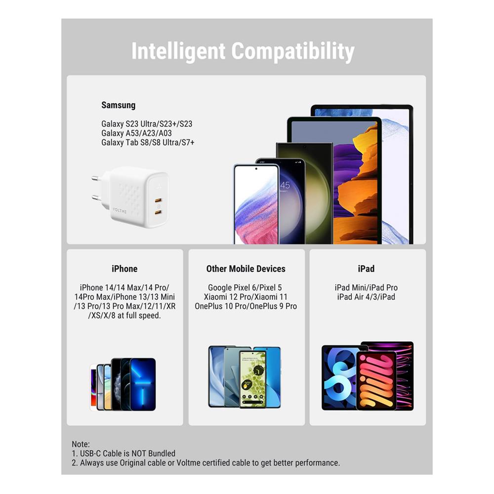 อะแดปเตอร์ TYPE C VOLTME V2112TH 45W สีขาว