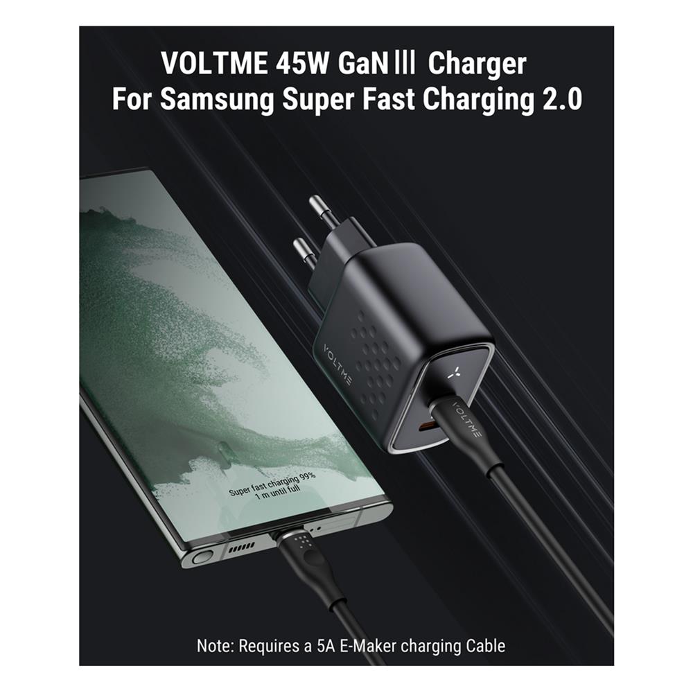 อะแดปเตอร์ TYPE C VOLTME V2111TH 45W สีดำ