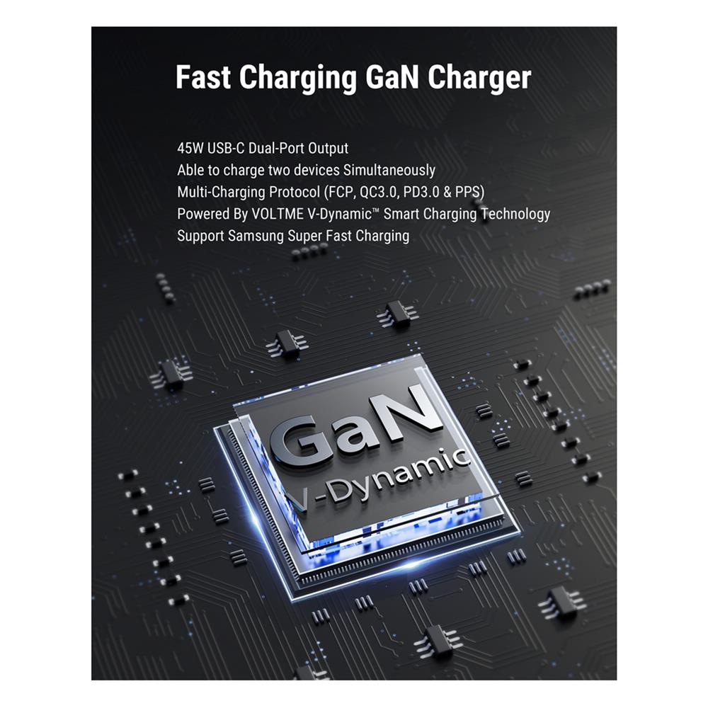 อะแดปเตอร์ TYPE C VOLTME V2111TH 45W สีดำ