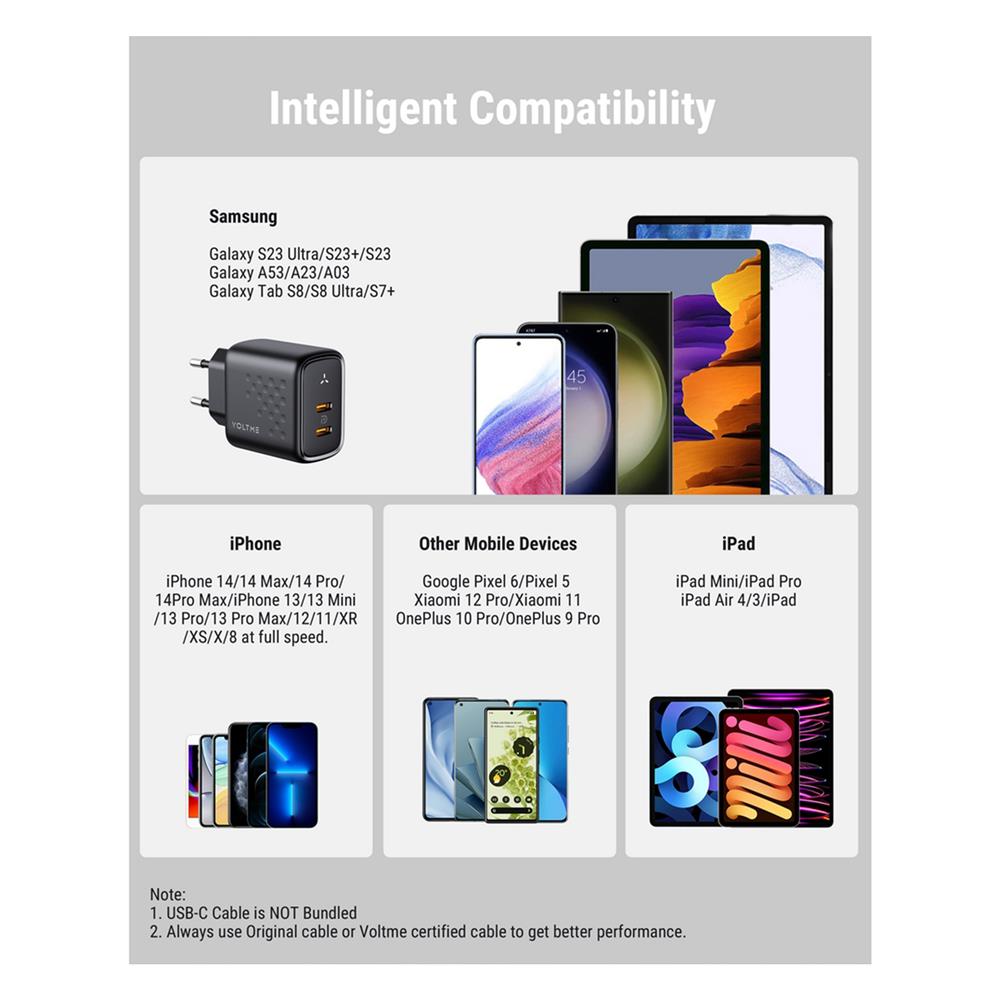 อะแดปเตอร์ TYPE C VOLTME V2111TH 45W สีดำ