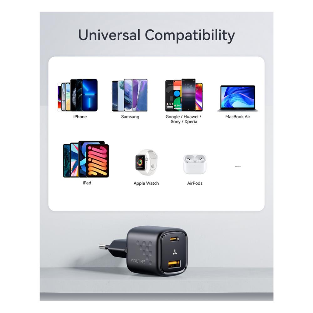 อะแดปเตอร์ USB-A&C VOLTME V2015TH 30W สีดำ