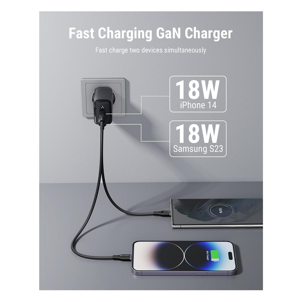 อะแดปเตอร์ USB-A&C VOLTME V2109TH 35W สีดำ