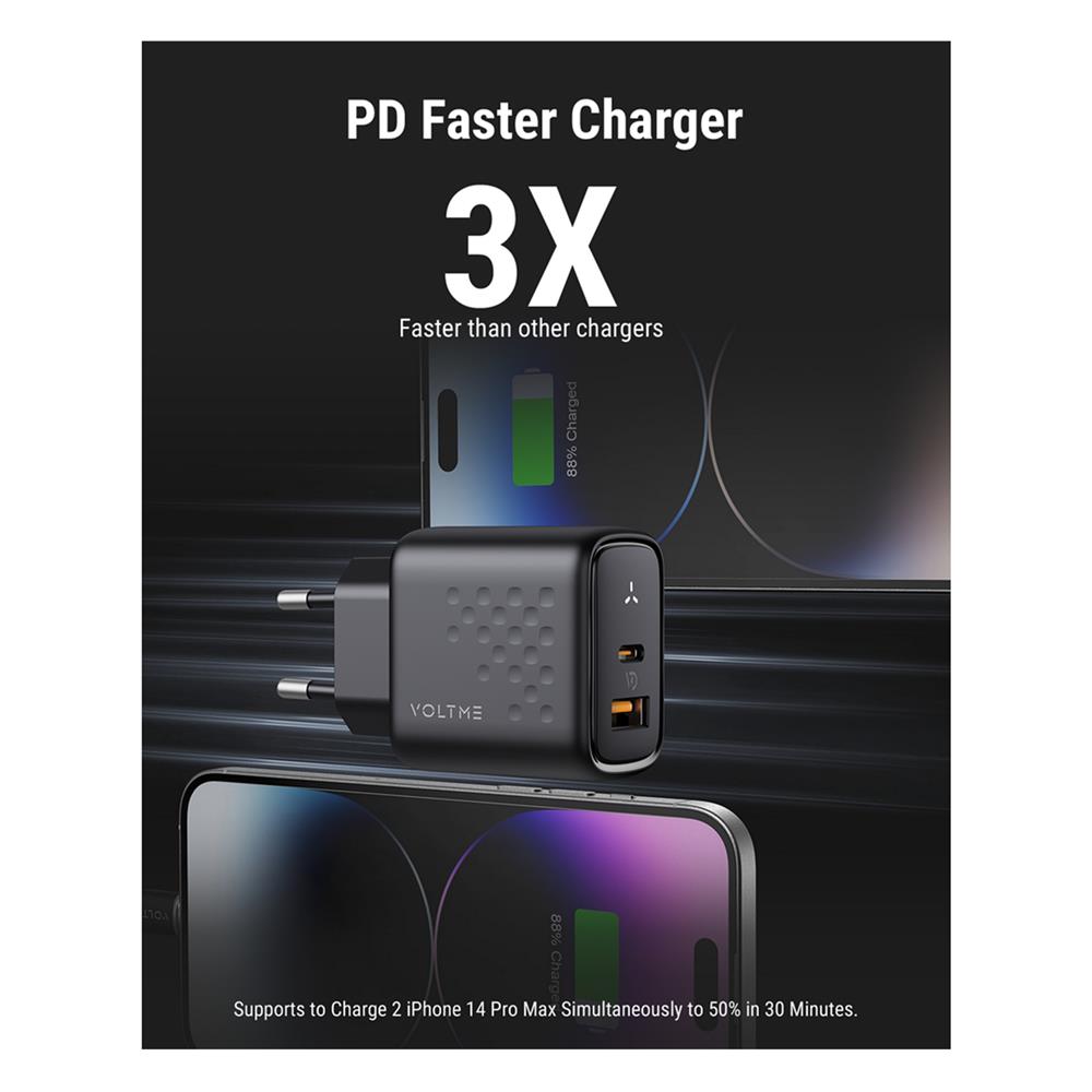 อะแดปเตอร์ USB-A&C VOLTME V2109TH 35W สีดำ