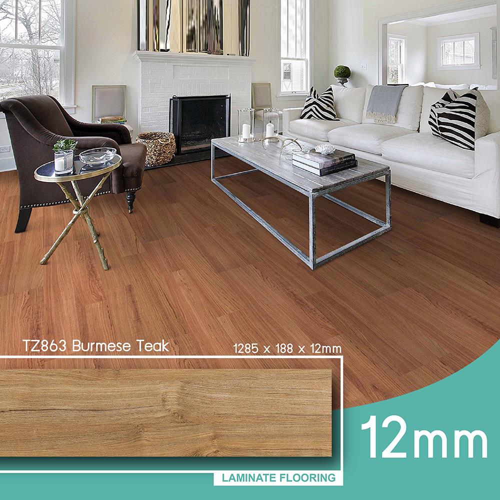 พื้นลามิเนต INOVAR FLOOR 12 มม. 1.45 ตร.ม. สี BURMESE TEAK